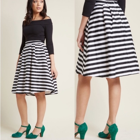 ModCloth Dusk and Stunner Striped Midi Skirt - Picture 2 of 14